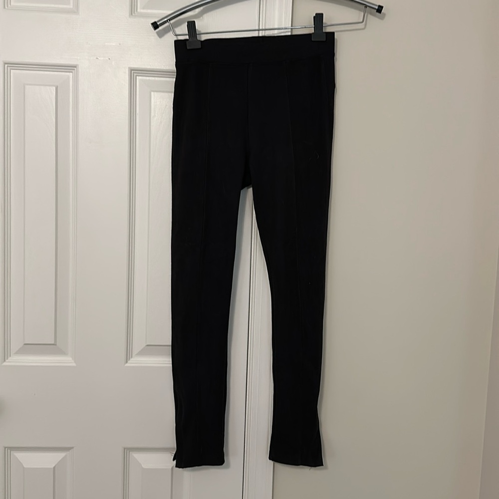 Faded black faux suede leggings